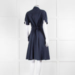 Burberry Navy Blue Cotton Midi Shirt Dress