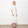 Me + Em White Linen Broderie Collared Dress