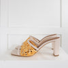 Malone Souliers Cream Yellow Lace Square Toes Heeled Mules