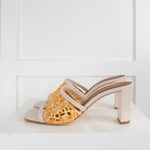 Malone Souliers Cream Yellow Lace Square Toes Heeled Mules