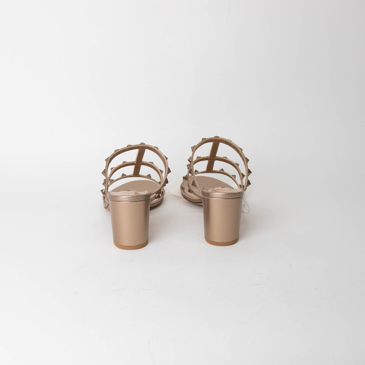 Valentino Bronze Rockstud Block Heel Sandals
