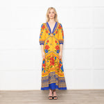 Farm Rio Yellow and Blue Floral Yard Lenzing Maxi Dress