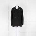 Jil Sander Black Wool Pea Coat with Quilted Lining