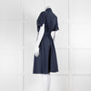 Burberry Navy Blue Cotton Midi Shirt Dress