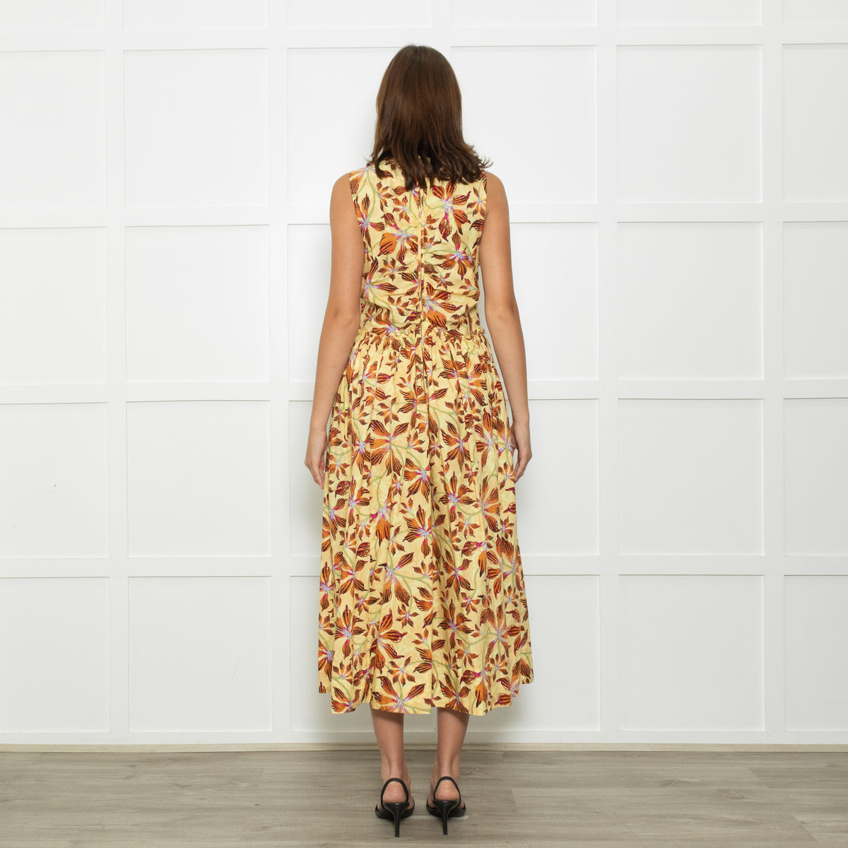 Ulla Johnson Yellow Floral Sleeveless Cotton Maxi Dress