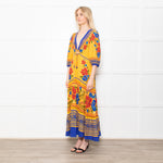 Farm Rio Yellow and Blue Floral Yard Lenzing Maxi Dress