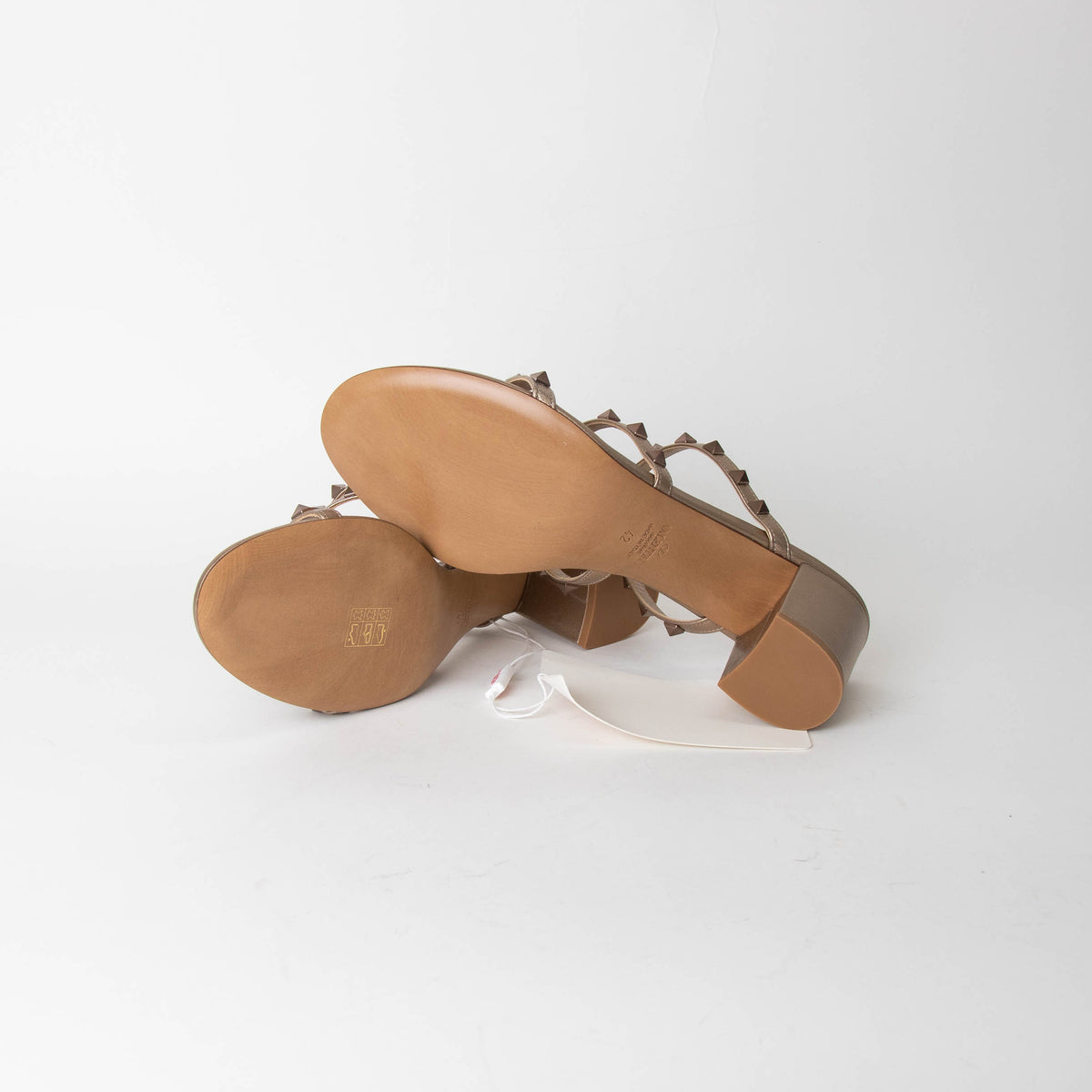 Valentino Bronze Rockstud Block Heel Sandals