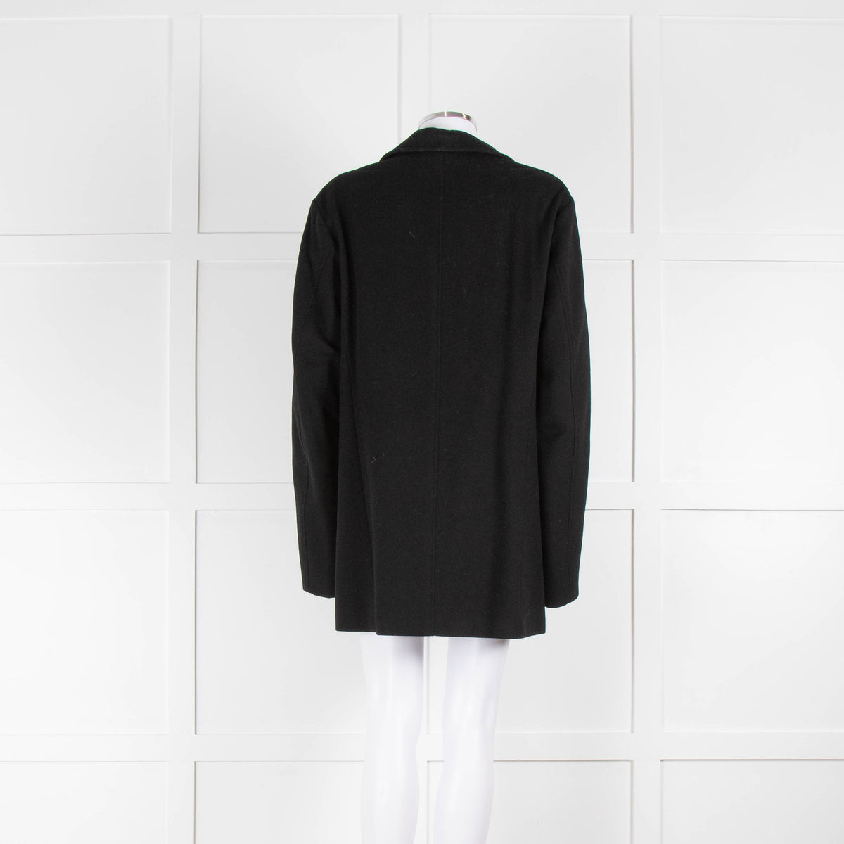 Jil Sander Black Wool Pea Coat with Quilted Lining