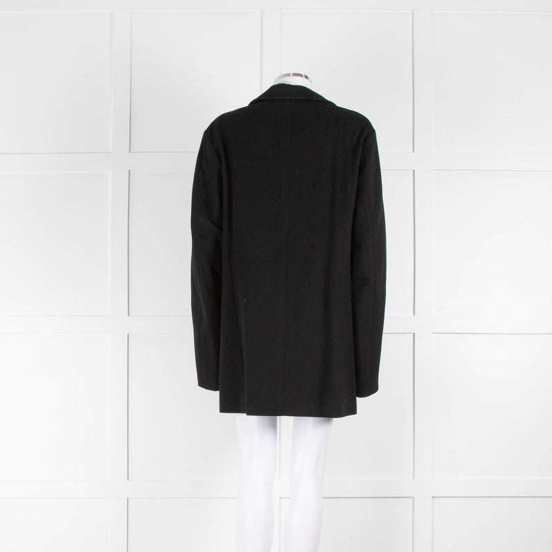 Jil Sander Black Wool Pea Coat with Quilted Lining