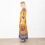 Farm Rio Yellow and Blue Floral Yard Lenzing Maxi Dress