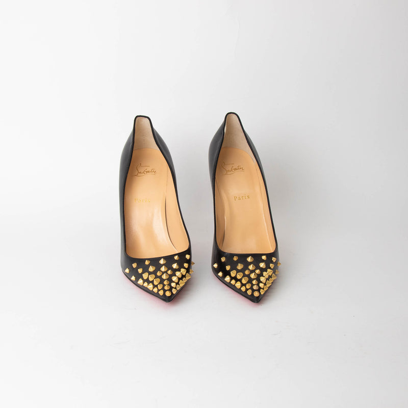 Christian Louboutin Black Leather So Kate with Studded Toe