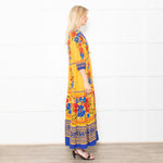 Farm Rio Yellow and Blue Floral Yard Lenzing Maxi Dress