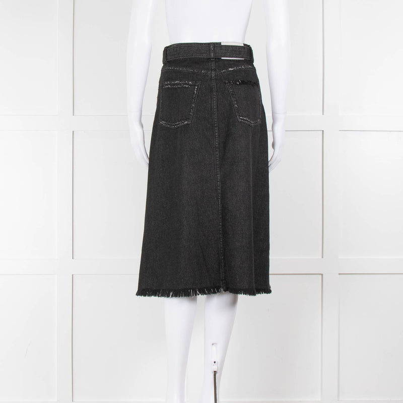 Zimmermann Grey Midi Skirt with Belted Waist