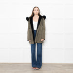 Velvet By Graham & Spencer Khaki Faux Fur Short Coat