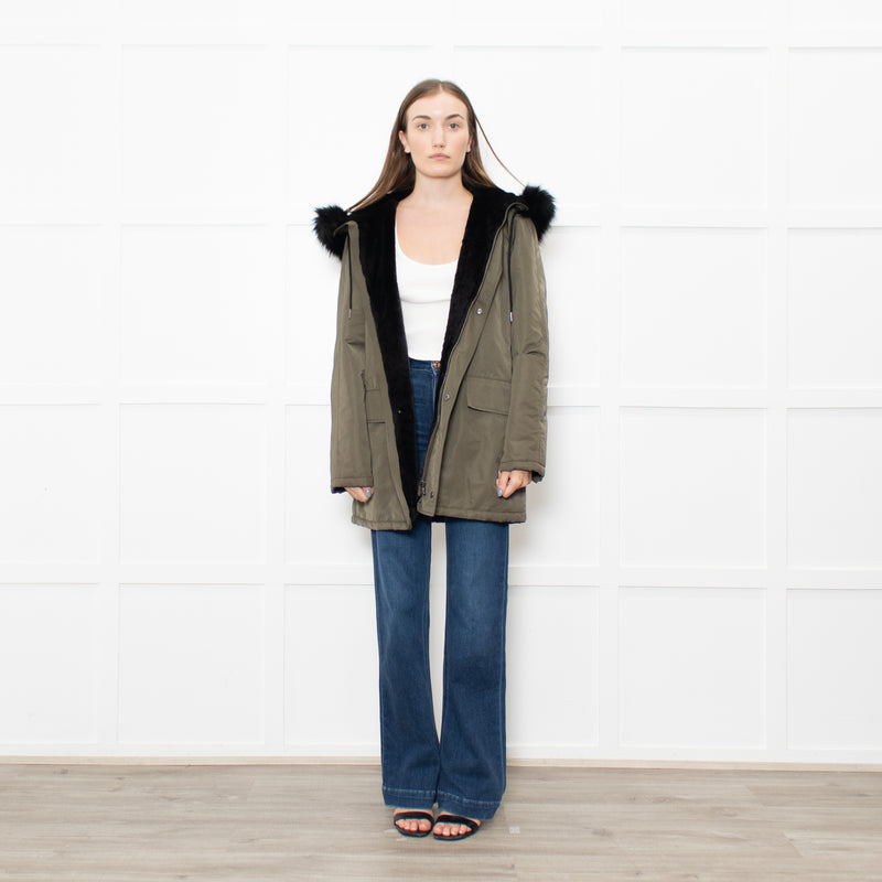 Velvet By Graham & Spencer Khaki Faux Fur Short Coat