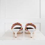 Malone Souliers White Multi Strap Pointy Heeled Mules