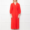Aspiga Red Linen V Neck Maxi Dress