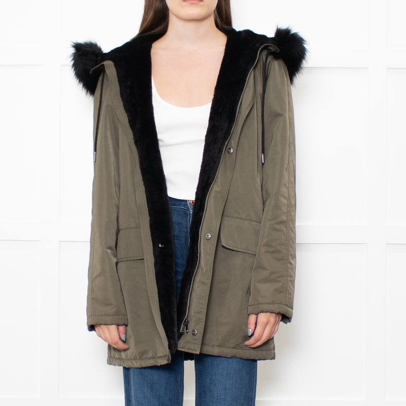 Velvet By Graham & Spencer Khaki Faux Fur Short Coat