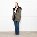 Velvet By Graham & Spencer Khaki Faux Fur Short Coat