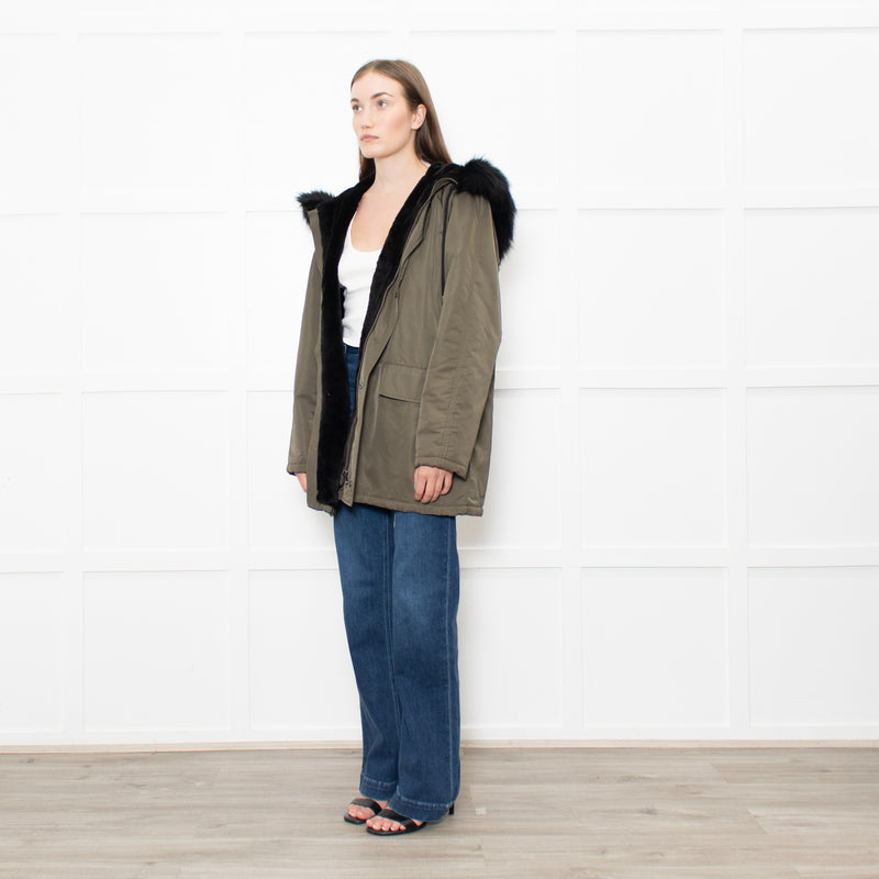 Velvet By Graham & Spencer Khaki Faux Fur Short Coat
