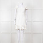 Red Valentino White Lace Trim Cotton Zip Back Dress
