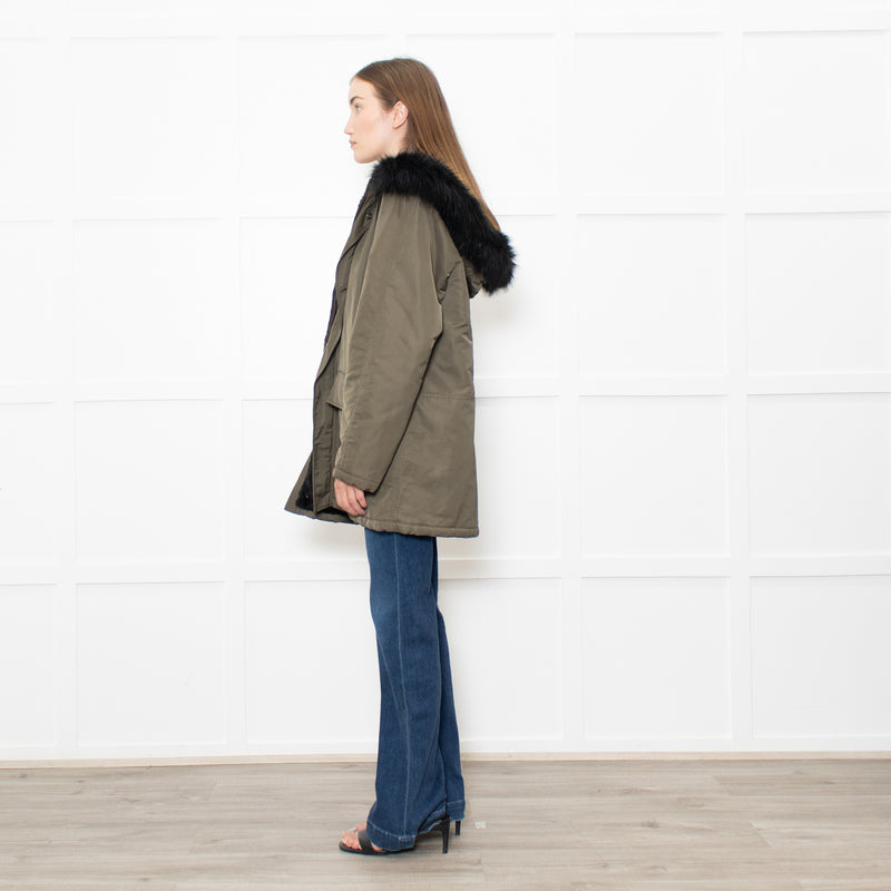 Velvet By Graham & Spencer Khaki Faux Fur Short Coat