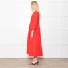 Aspiga Red Linen V Neck Maxi Dress