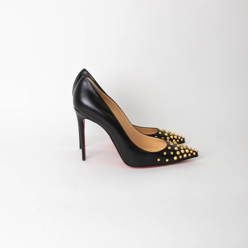 Christian Louboutin Black Leather So Kate with Studded Toe