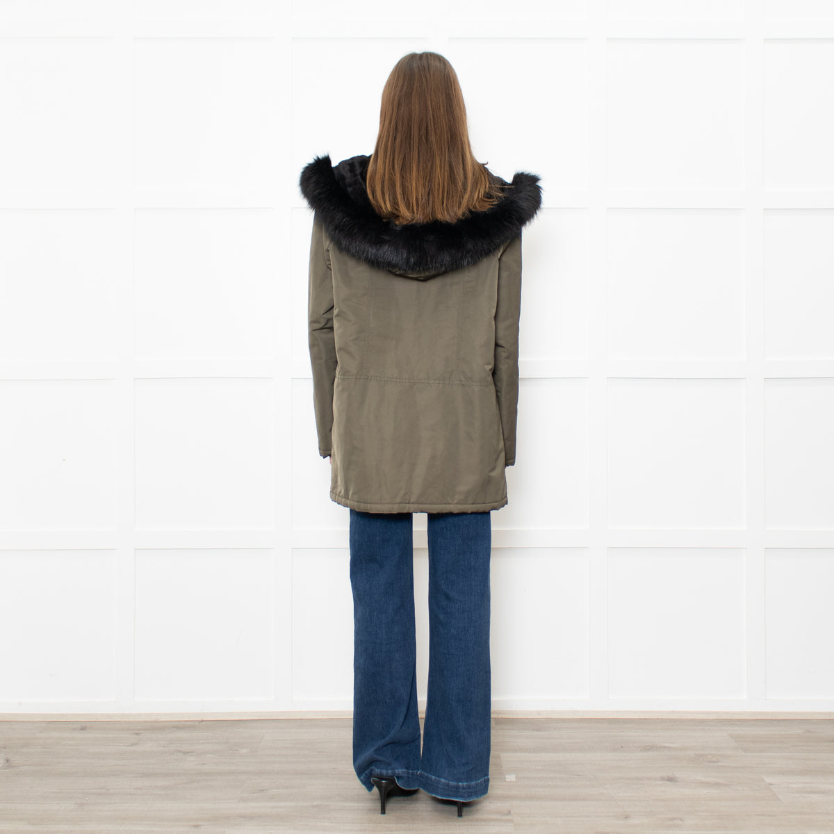 Velvet By Graham & Spencer Khaki Faux Fur Short Coat