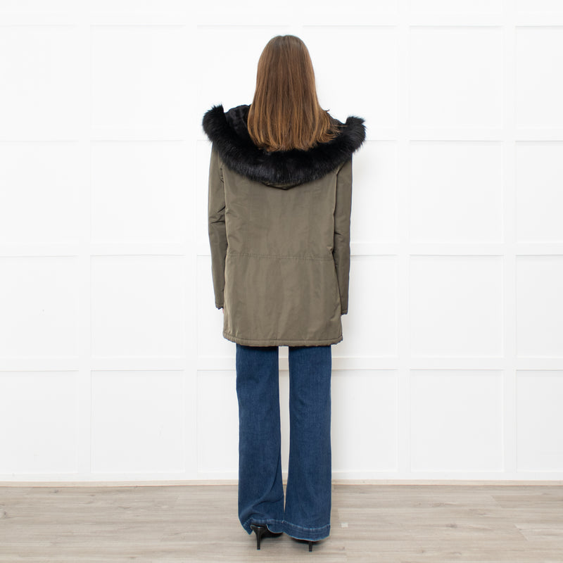 Velvet By Graham & Spencer Khaki Faux Fur Short Coat