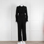 Sezane Black Crepe Long Sleeve Jumpsuit