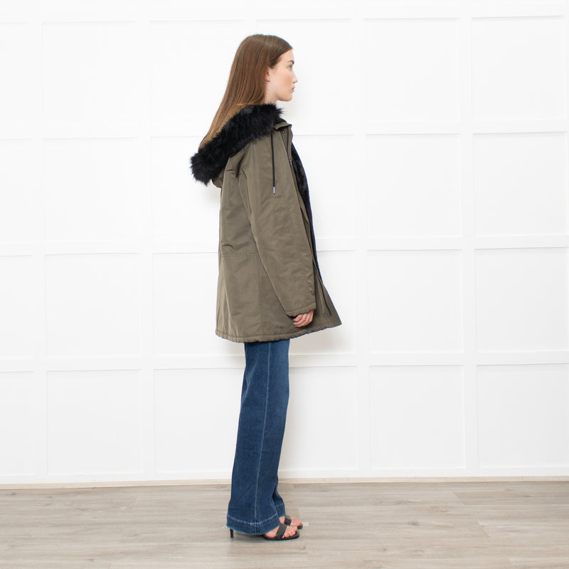 Velvet By Graham & Spencer Khaki Faux Fur Short Coat