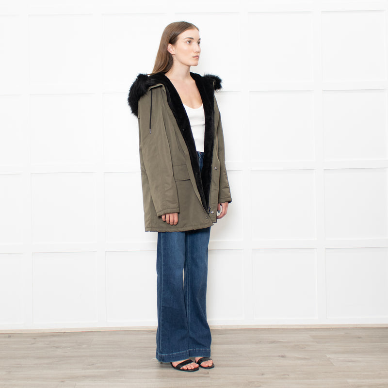 Velvet By Graham & Spencer Khaki Faux Fur Short Coat