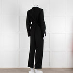 Sezane Black Crepe Long Sleeve Jumpsuit