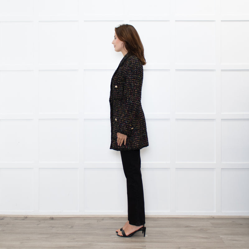 Luisa Spagnoli Black Multi Colour Tweed Blazer Jacket
