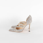 Manolo Blahnik Grey Fabric High Heel Shoes
