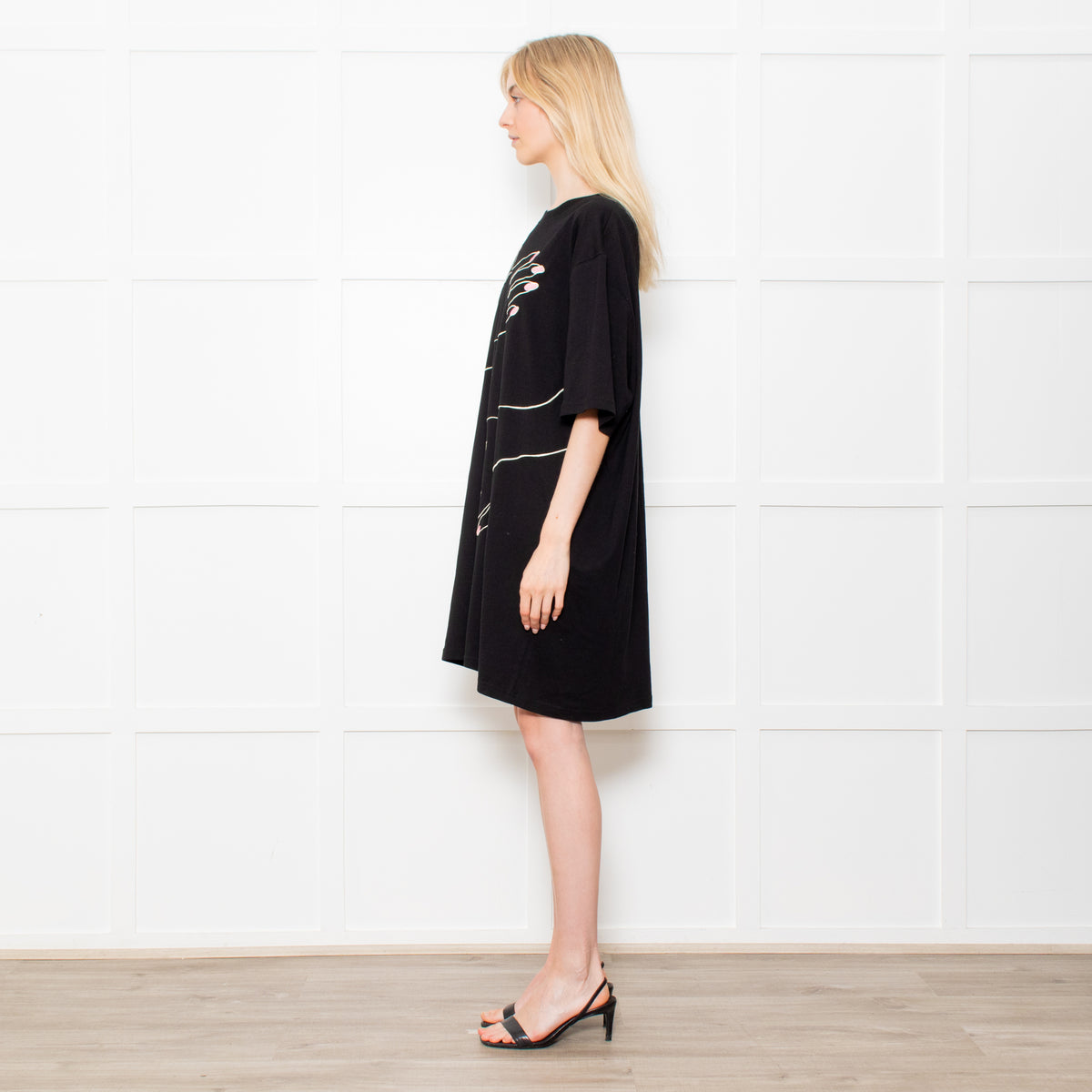 McQueen Black T Shirt Dress With Two Hand Print