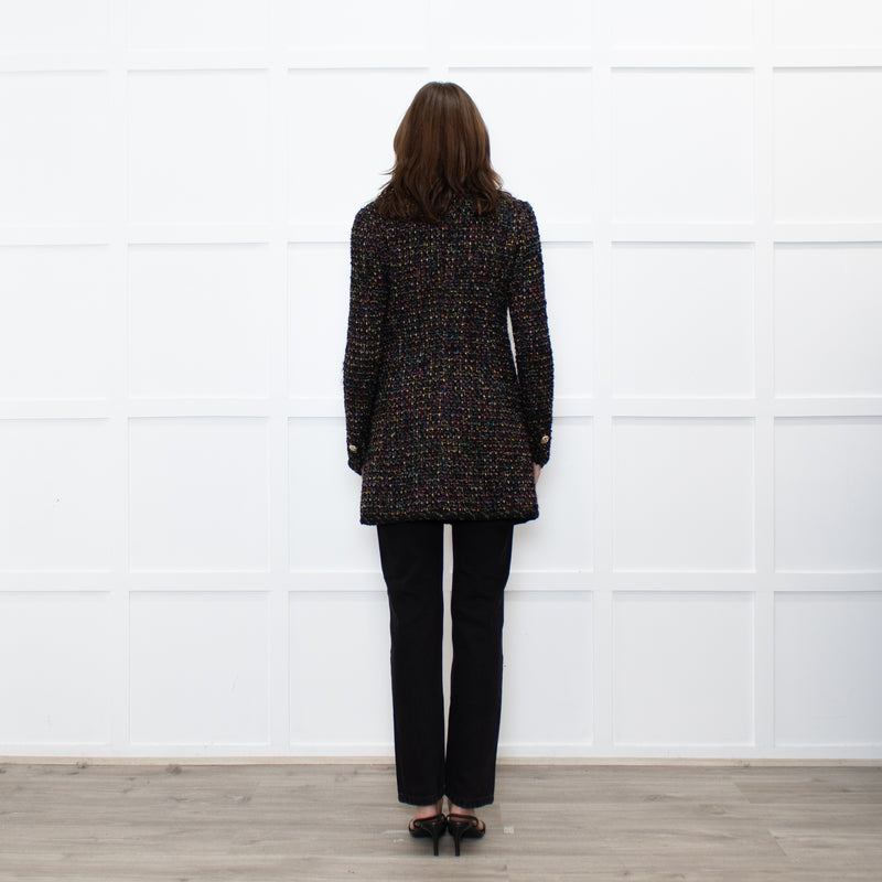 Luisa Spagnoli Black Multi Colour Tweed Blazer Jacket