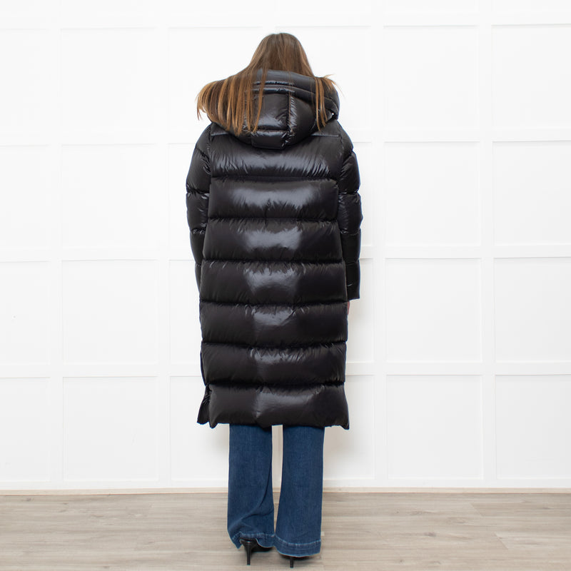 Cedrico Black Long Puffa Coat With Detachable Hood
