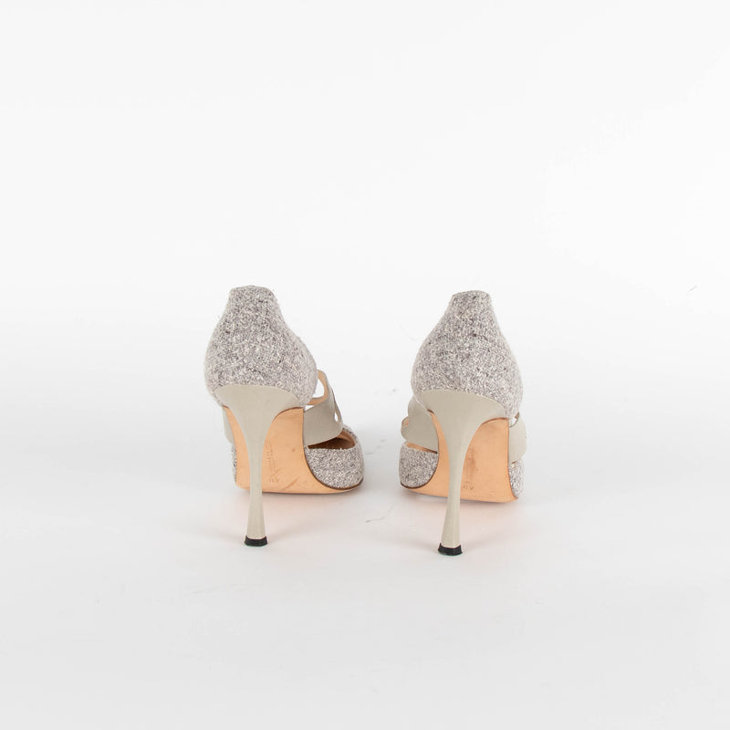 Manolo Blahnik Grey Fabric High Heel Shoes