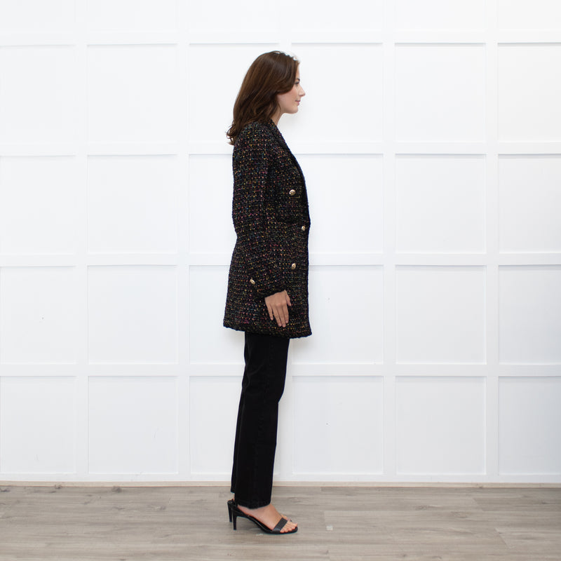 Luisa Spagnoli Black Multi Colour Tweed Blazer Jacket