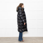 Cedrico Black Long Puffa Coat With Detachable Hood