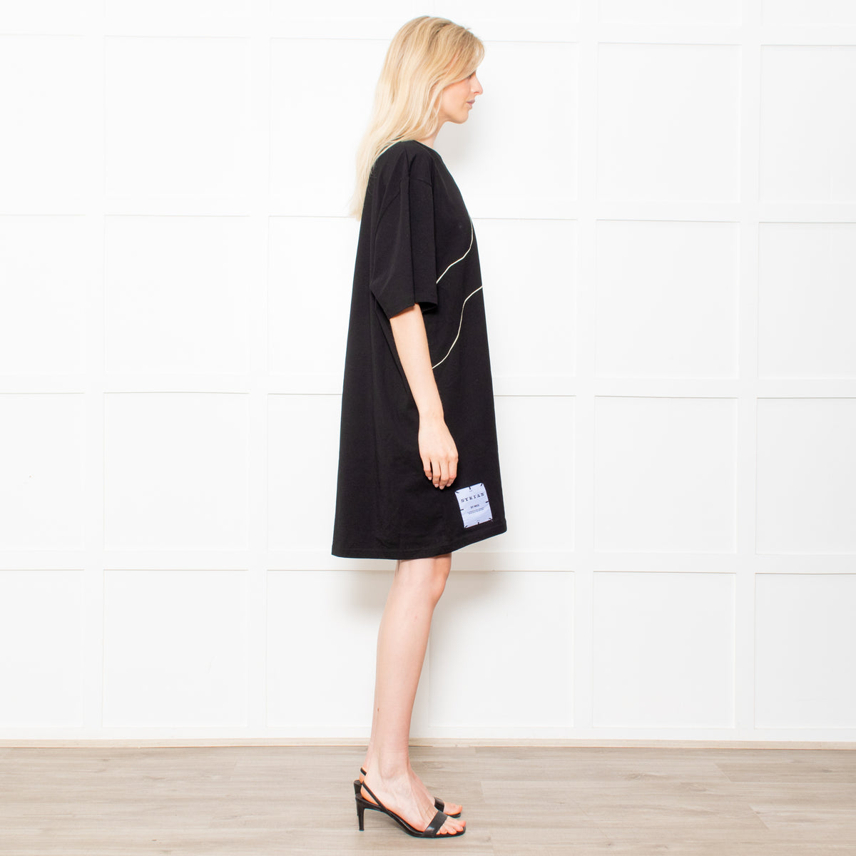 McQueen Black T Shirt Dress With Two Hand Print