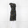 Altuzarra Black Green  Yellow Floral Short Sleeve Dress