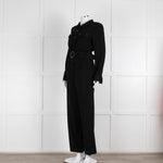 Sezane Black Crepe Long Sleeve Jumpsuit
