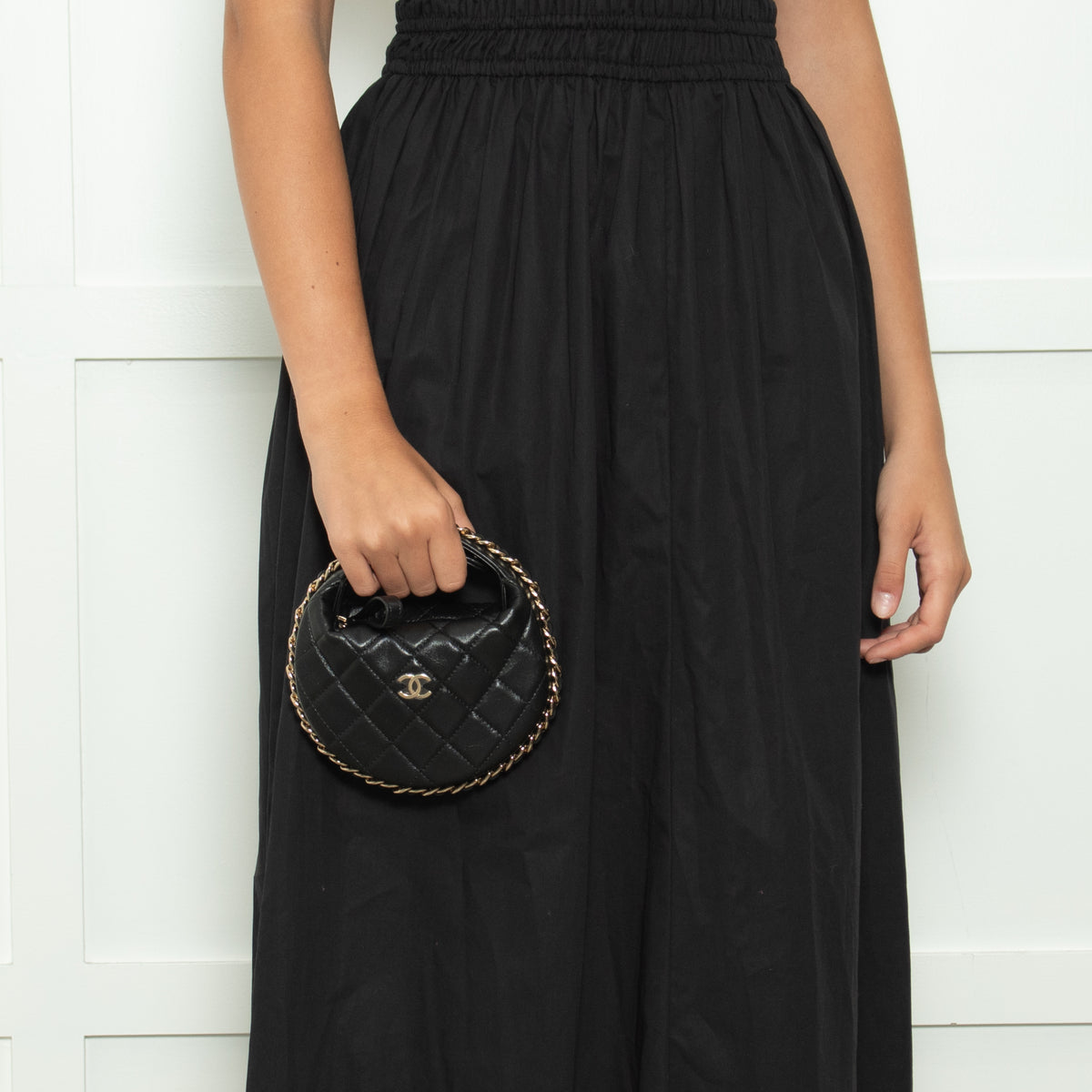 Chanel Black Quilted Mini Hoop Bag