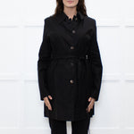 Sarah Pacini Black Cotton Blend Trench Coat