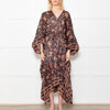 Isabel Marant Amira Black And Brown Pattern Cotton And Silk Blend Midi Dress