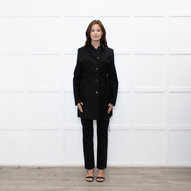 Sarah Pacini Black Cotton Blend Trench Coat