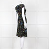 Altuzarra Black Green  Yellow Floral Short Sleeve Dress